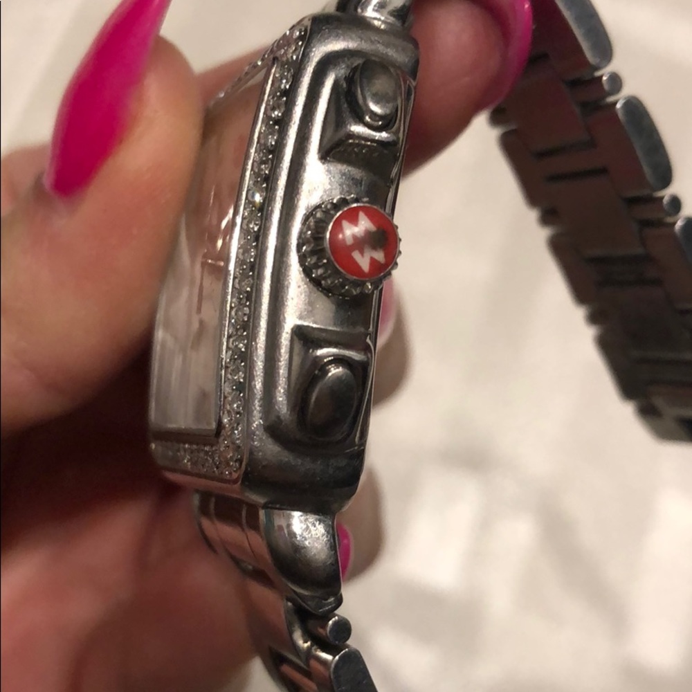 Stainless Michele watch with diamond bezel! - Picture 6 of 7
